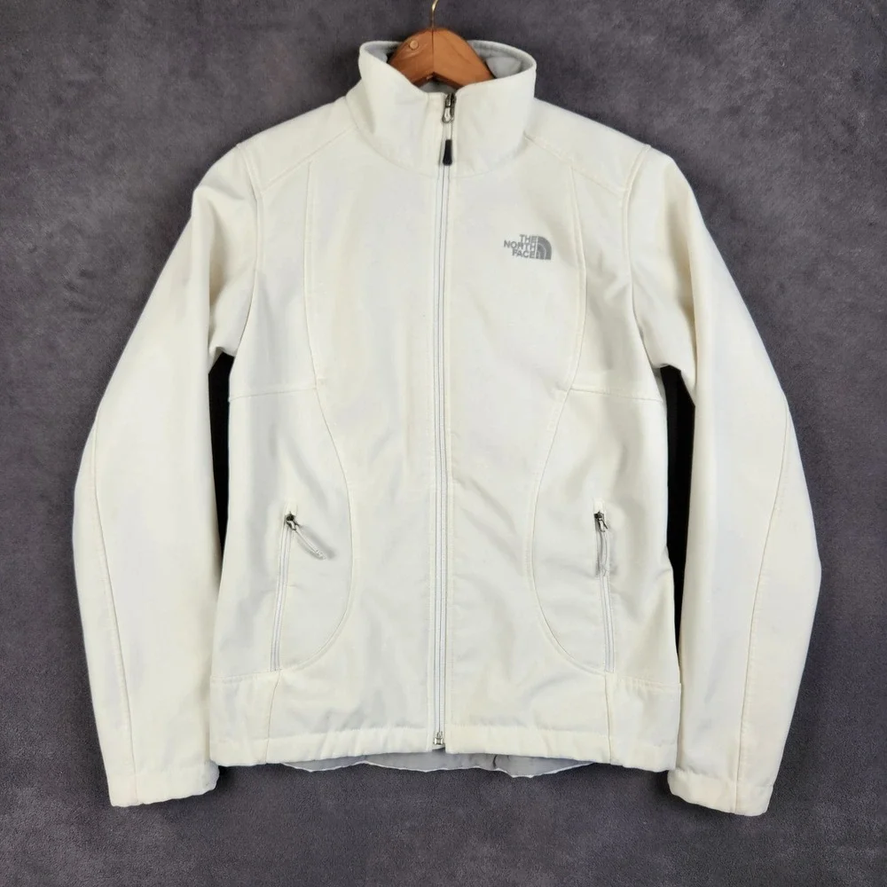 The North Face Apex Jacket Womens Small Cream Fleece Lined Softshell Full Zip